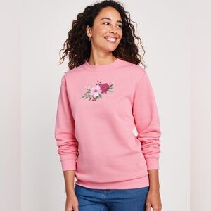 Blair Better-Than-Basic Embroidered Sweatshirt Rose Pink Medium NWT